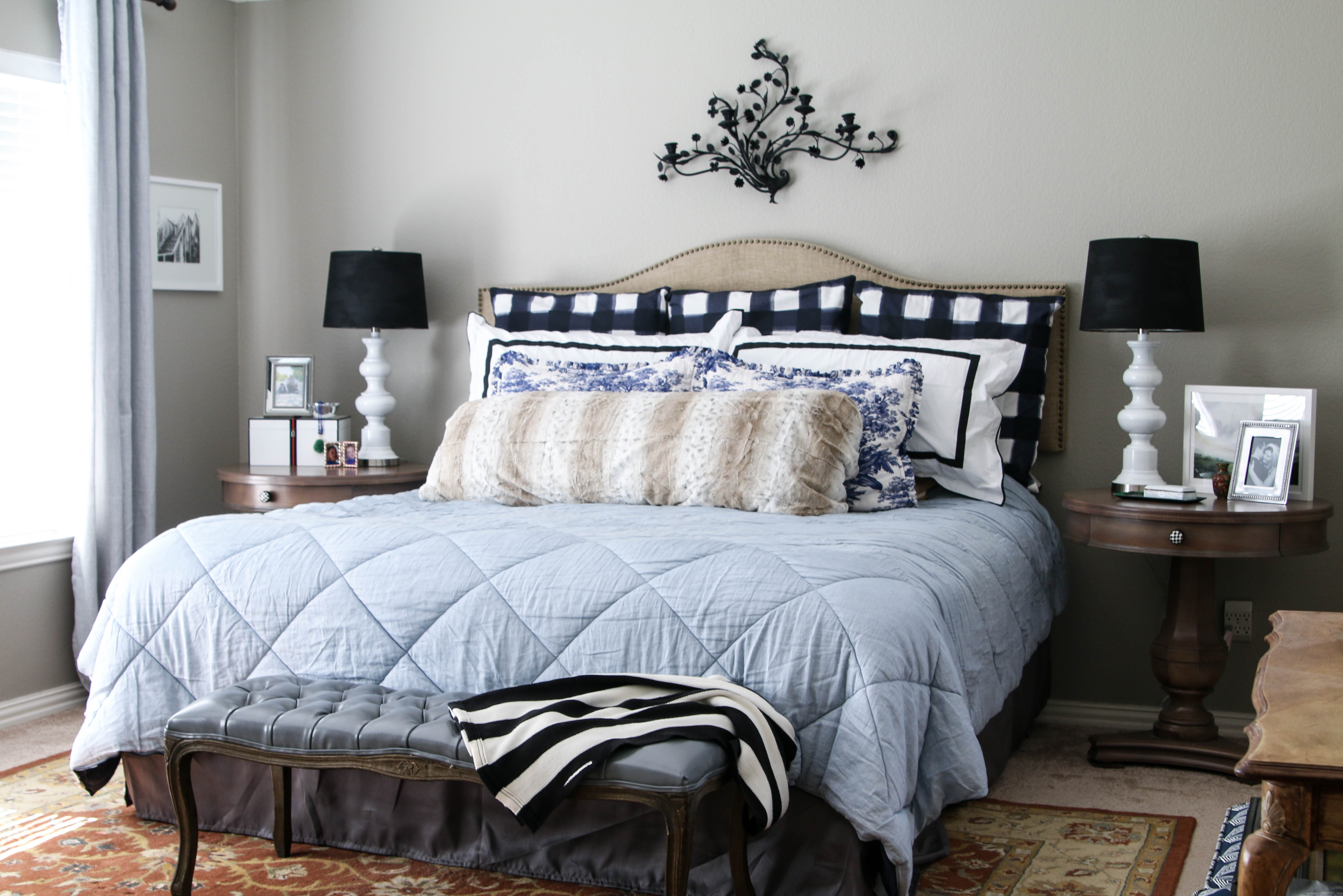 Master Bedroom: Black, White, and Blue - Windgate Lane